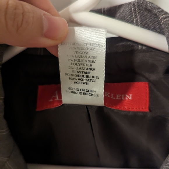 Anne Klein Gray Pinstripe One Button Wool Blend Stretchy Blazer (6P) - Picture 7 of 8